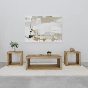 Coaster Fine Furniture 704838-S3 Benton - 3 Piece Solid - Mango Coffee And End Table Set - Natural