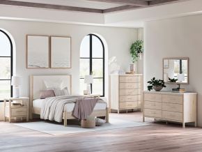 Signature Design by Ashley® B2615/231/36/345/87/84/B100-12 Cadmori - 6 Pc. - Dresser, Mirror, Chest, Full Upholstered Panel Bed - Two-tone