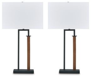Ashley Furniture L204554 Voslen - Metal Table Lamp (Set of 2) - Black / Brown