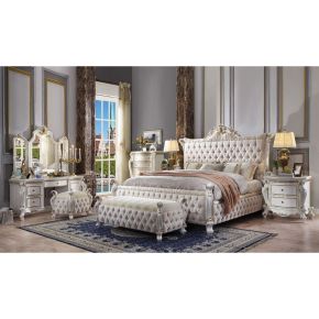 ACME 27880Q Picardy - 69" Queen Bed - Fabric & Antique Pearl