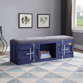 ACME 35942 Cargo - Bench With Storage - Gray Fabric & Blue