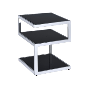 ACME 81848 Alyea - Accent Table - Chrome & Black Glass