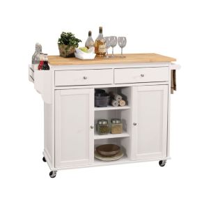ACME 98305 Tullarick - Kitchen Cart - Natural Wooden Top & White
