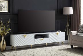 ACME LV01138 Gaines - TV Stand - White High Gloss Finish