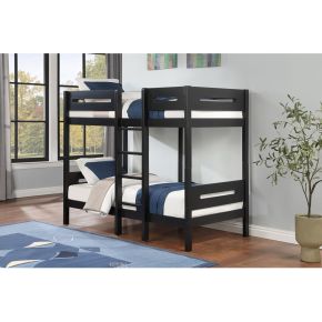 ACME BD01910 Ekko - Twin Over Twin Bunk Bed - Black