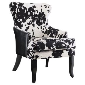 CoasterEssence 902169 Trea - Cowhide Print Upholstered Accent Chair - Black And White