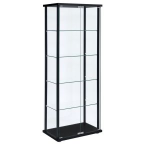 CoasterEveryday 950170 Delphinium - 5-Shelf Clear Glass Curio Display Cabinet - Black