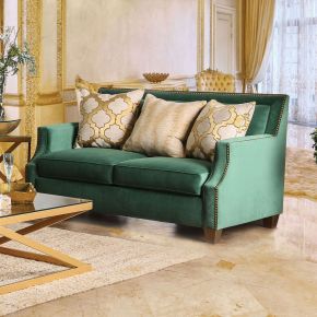 Furniture of America SM2271-LV Verdante - Loveseat - Emerald Green / Gold