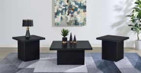 Coaster Fine Furniture 706408-S3 Devar - 3 Piece Square Cocktail Coffee End Table Set - Black