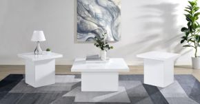 Coaster Fine Furniture 710898-S3 Devar - 3 Piece Square Coffee End Table Set - White High Gloss