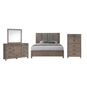 New Classic 00-B3412-14C Harrisburg - 6/6 Eastern King 4 Piece Bedroom Set (Bed, Dresser, Mirror, Chest) - Walnut