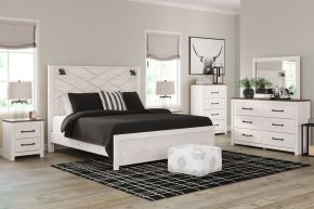 Ashley Furniture B1190/31/36/58/56/99/92(2) Ashley Furniture B1190/31/36/58/56/99/92(2) Gerridan - 7 Pc. - Dresser, Mirror, King Panel Bed with Sconces, 2 Nightstands - White
