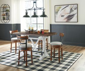 Ashley Furniture D546/13/424(4) Valebeck - 5 Pc. - Counter Table, 4 Upholstered Barstools - White