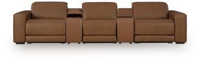 Ashley Furniture PCU10700S10 Ashley Furniture PCU10700S10 Magic Man - 5-Piece Power Reclining Sectional With 2 Consoles - Caramel