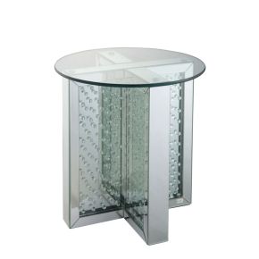 ACME 80217 Nysa - 23" End Table - Mirrored & Faux Crystals