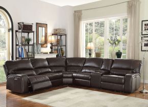 ACME 54155B Saul - Sectional Sofa - Espresso Leather-Aire - 41"