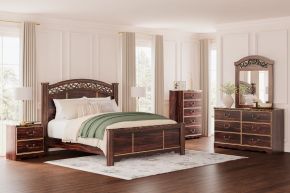 Signature Design by Ashley® B1055/231/36/68/66/97 Glosmount - Two-tone - 5 Pc. - Dresser, Mirror, King Poster Bed