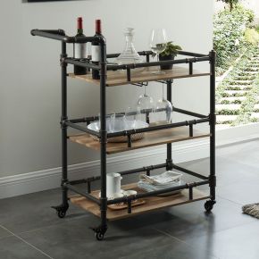 Furniture of America CM-AC246 Aylmer - Serving Cart - Antique Black / Oak