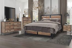 New Classic 00-5533-36N Elk River - 5/0 Queen 6 Piece Bedroom Set (Bed & Dresser & Mirror & Chest & 2 Nightstands) - Light Brown