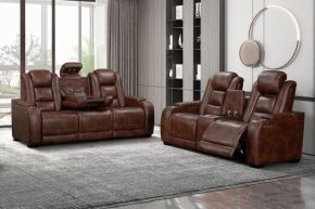 New Classic 22-5483-2FP Chester - 2 Piece P2 Power Sofa & Loveseat - Brown