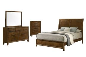 New Classic 00-B0182-34C Ballard - 5/0 Queen 4 Piece Bedroom Set (Bed, Dresser, Mirror, Chest) - Brown