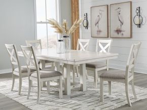 Signature Design by Ashley® D642/45/01(3) Robbinsdale - 7 Pc. - Rectangular Dining Room Extension Table, 6 Upholstered Side Chairs - Antique White