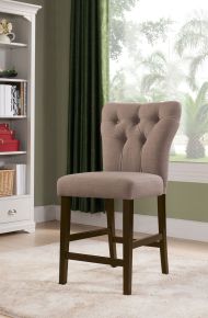 ACME 71526 Effie - Counter Height Chair (Set of 2) - Light Brown Linen & Walnut