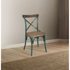 ACME 73072 Zaire - Side Chair - Antique Turquoise & Antique Oak
