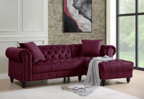 ACME 57315 Adnelis - Sectional Sofa - Red Velvet