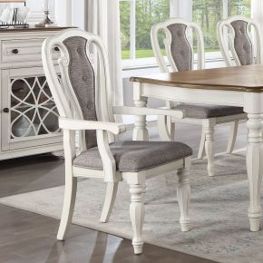 ACME DN01655 Florian - Arm Chair (Set of 2) - Gray & Antique White