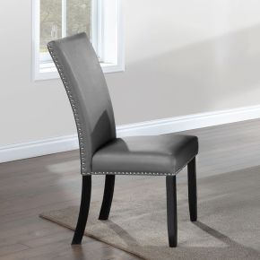 ACME DN03706 Caralin - Side Chair (Set of 2) - Gray Synthetic Leather & Black Finish