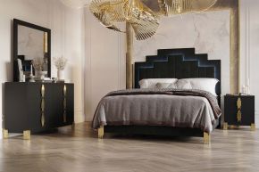 New Classic 00-2034-34N Empire - 5/0 Queen 4 Piece Bedroom Set (Bed & Dresser & Mirror & Nightstand) - Black