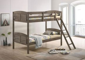 Coaster Fine Furniture 400808-SM Flynn - Wood Twin Over Twin Bunk Bed With Mattress - Weathered Brown