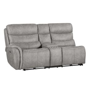 New Classic U092-25LP2-GRY Kamari - LAF Console Loveseat With Dual Power Headrest & Footrest - Gray