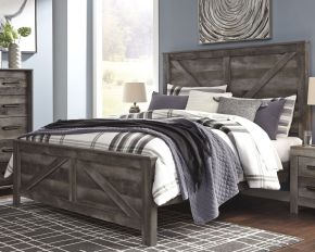 Signature Design by Ashley® B440/58/56/99 Wynnlow - Gray - King Crossbuck Panel Bed