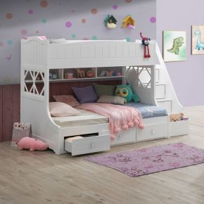 ACME 38150 Meyer - Twin Over Full Bunk Bed With Storage - White