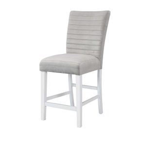 ACME DN00818 Elizaveta - Counter Height Chair (Set of 2) - Gray Velvet, Faux Crystal Diamonds &White High Gloss Finish
