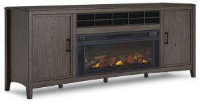 Signature Design by Ashley® W651W1 Montillan - Grayish Brown - 84" TV Stand With Electric Fireplace