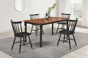 Coaster Fine Furniture 183041-S5 Hollyoak - 5 Piece Rectangular Dining Set - Walnut And Black