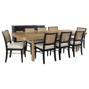 Coaster Fine Furniture 108931-S9B Arini - 9 Piece Extension Leaf Dining Table Set - Black