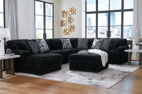 Signature Design by Ashley® 98103/16/34/77/67/08 Midnight-Madness - 5 Pc. - 4-Piece Sectional With Laf Corner Chaise, Ottoman - Onyx