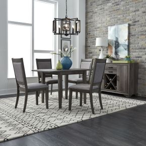 Liberty Furniture 686-CD-O5DLS Tanners Creek - 5 Piece Drop Leaf Set (Upholstered Chair) - Dark Gray