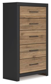 Signature Design by Ashley® B2073-46 Vertani - Black / Honey Brown - Five Drawer Chest