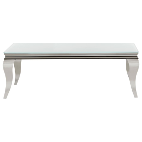 CoasterEssence 707768 Carone - Rectangular Glass Top Coffee Table - White And Chrome