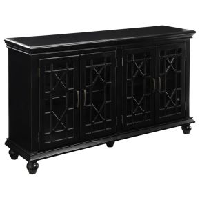 CoasterEssence 950639 Kovu - 4 Door Wood Lattice Storage Accent Cabinet - Black