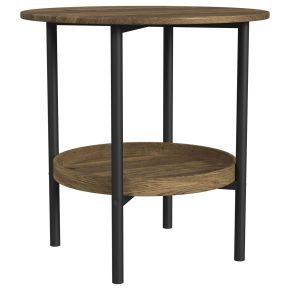 Coaster Fine Furniture 721617 Delfin - Round Glass Top Side End Table - Black And Brown
