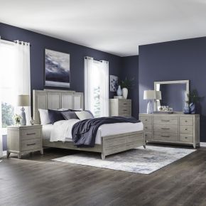 Liberty Furniture 694-BR-QPBDMCN New Haven - 5 Piece Bedroom Set (Queen Panel Bed, Dresser & Mirror, Chest, Night Stand) - White