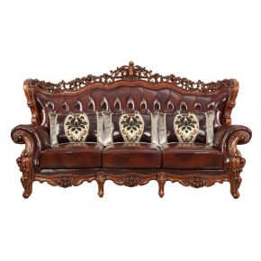 ACME 53065 Eustoma - Sofa - Cherry Top Grain Leather Match & Walnut
