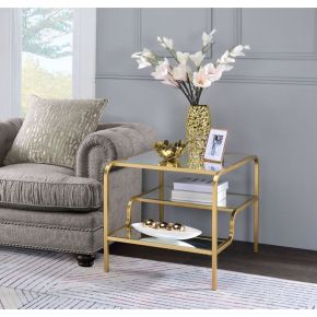 ACME 81092 Astrid - End Table - Gold & Mirror