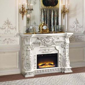 ACME AC01620 Zabrina - Fireplace - Antique White Finish - 49.6"
